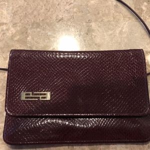 Vintage Burgundy Snakeskin Envelope Handbag Purse
